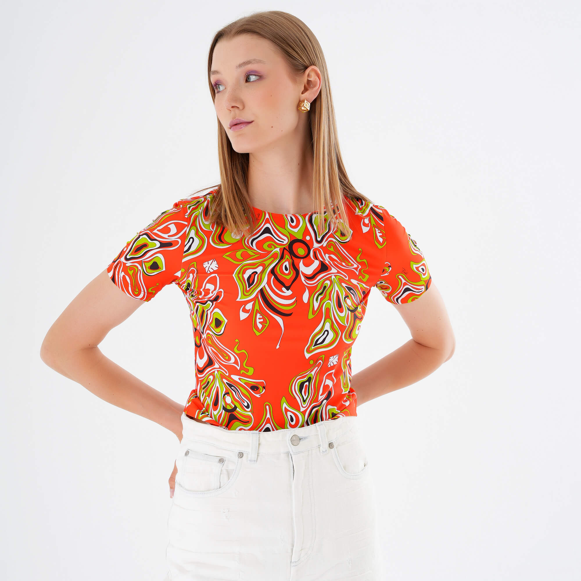 Emilio Pucci - Orange Africana Print Tshirt M